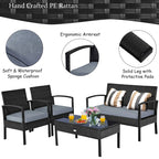 HW63756 4PCS Patio Rattan Furniture Set Garden Deck