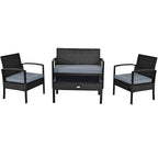 HW63756 4PCS Patio Rattan Furniture Set Garden Deck