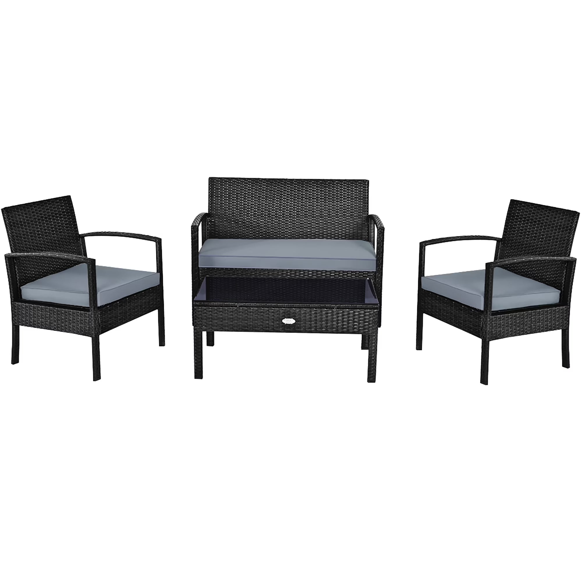 HW63756 4PCS Patio Rattan Furniture Set Garden Deck