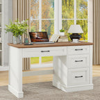 White Forty SevenInch Handcrafted Solid Wood Executive Desk
