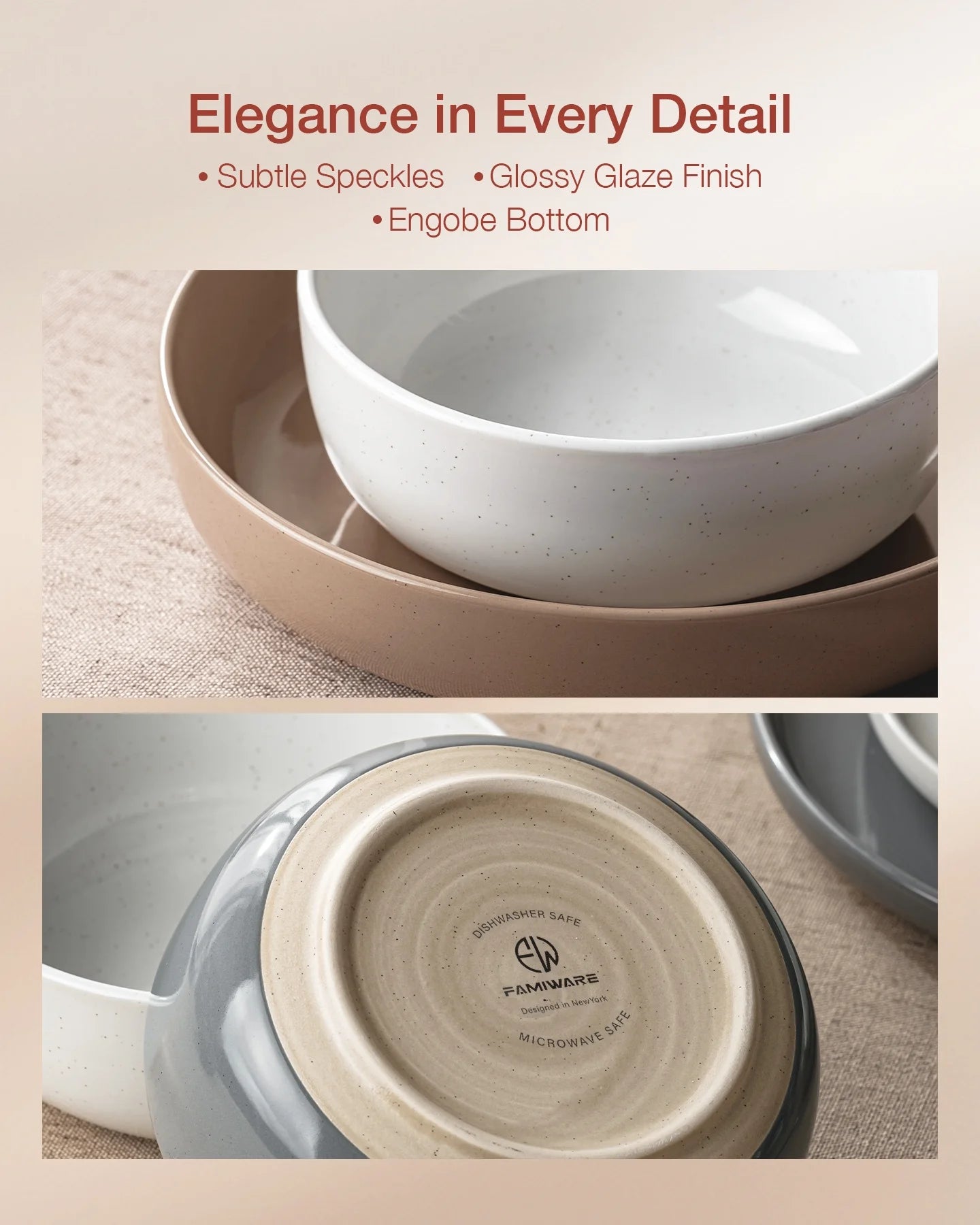 Plates and Bowls Set, 12 Piece Stoneware Dinnerware Sets, Multicolor
