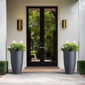Stylish Medium Gray Concrete Tall Tapered Cylinder Planters with Drainage Holes - Perfect for Indoor & Outdoor Spaces (2-Pack)