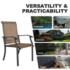 Elegant 7-Piece Black Iron Patio Dining Set with 6 Cozy Brown Chairs - Perfect for Outdoor Entertaining!