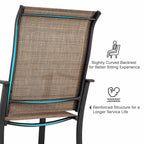 Elegant 7-Piece Black Iron Patio Dining Set with 6 Cozy Brown Chairs - Perfect for Outdoor Entertaining!