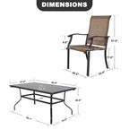 Elegant 7-Piece Black Iron Patio Dining Set with 6 Cozy Brown Chairs - Perfect for Outdoor Entertaining!