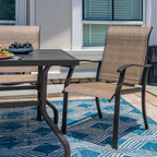 Elegant 7-Piece Black Iron Patio Dining Set with 6 Cozy Brown Chairs - Perfect for Outdoor Entertaining!