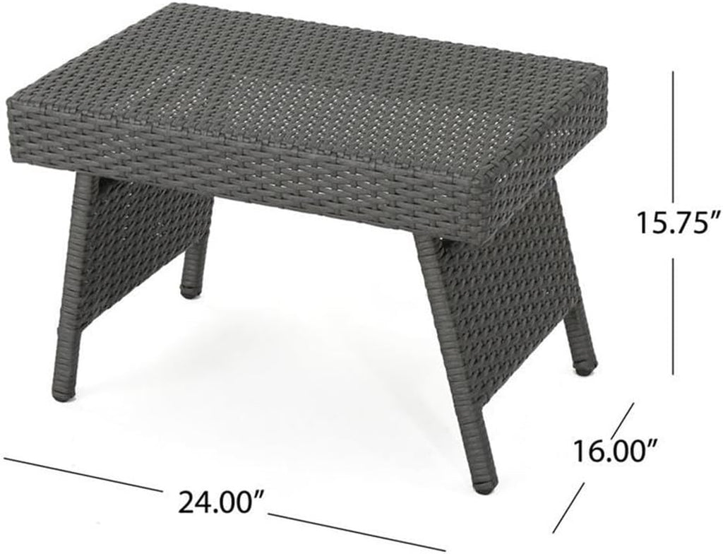 Salem Outdoor Chaise Lounge Set with Wicker Side Table, 2-Piece, Grey