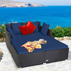 Luxurious Navy Rattan Outdoor Daybed with Cushions - Perfect for Relaxation and Style