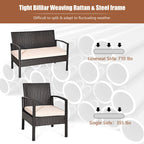 Transform Your Outdoor Space with Our 4-Piece Patio Rattan Conversation Set – Loveseat, Single Sofas, and Glass-Top Coffee Table