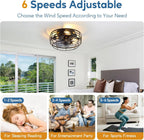 Caged Ceiling Fan With Vintage Industrial Lighting