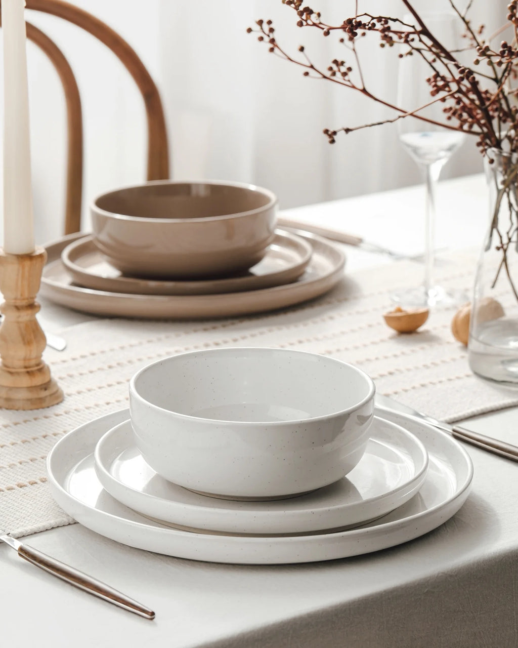 Plates and Bowls Set, 12 Piece Stoneware Dinnerware Sets, Multicolor