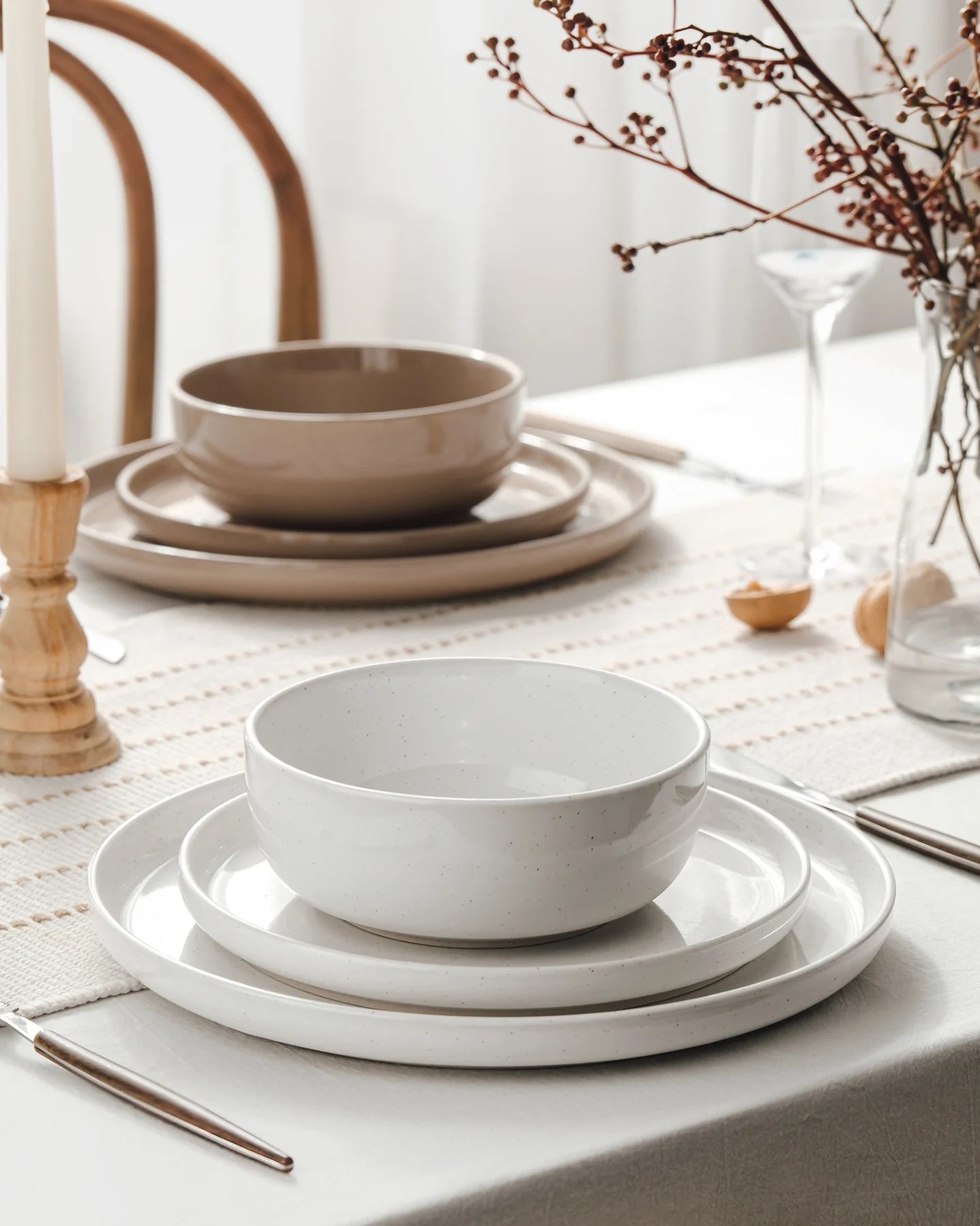 Plates and Bowls Set, 12 Piece Stoneware Dinnerware Sets, Multicolor