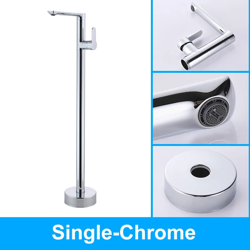 ELLEN Floor Standing Bathtub Faucets with Hand Shower Hot Cold Bath Tub Black Bath Faucet Water Mixer Tap Crane ELS2010