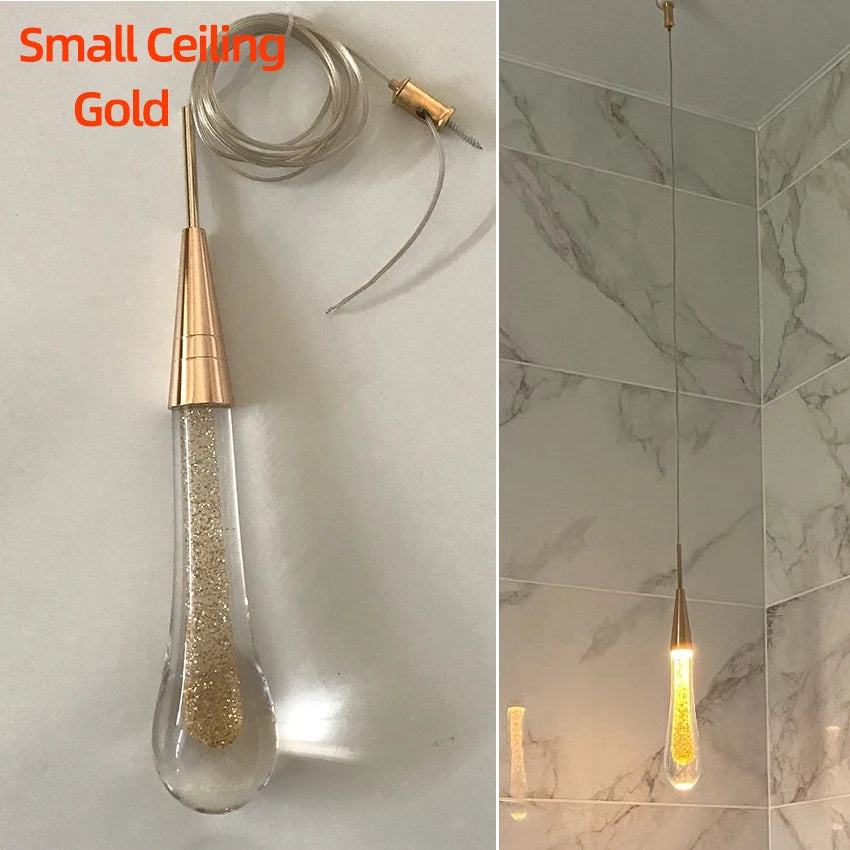 Customizable Post-Modern Crystal Glass Led Pendant Lights Hanglamp Drop Light Restaurant Bar Pendant Lamp Staircase Lamps