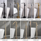 ELLEN Floor Standing Bathtub Faucets with Hand Shower Hot Cold Bath Tub Black Bath Faucet Water Mixer Tap Crane ELS2010