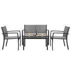 4 Pieces Patio Furniture Outdoor Furniture Outdoor Patio Furniture Set Textilene Bistro Set Modern Conversation Set Black Bistro Set with Loveseat Tea Table, Grey