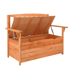 44" Outdoor Cedar Storage Bench with Backrest and Armrest, Large Patio Deck Box for Garden Tools and Cushions