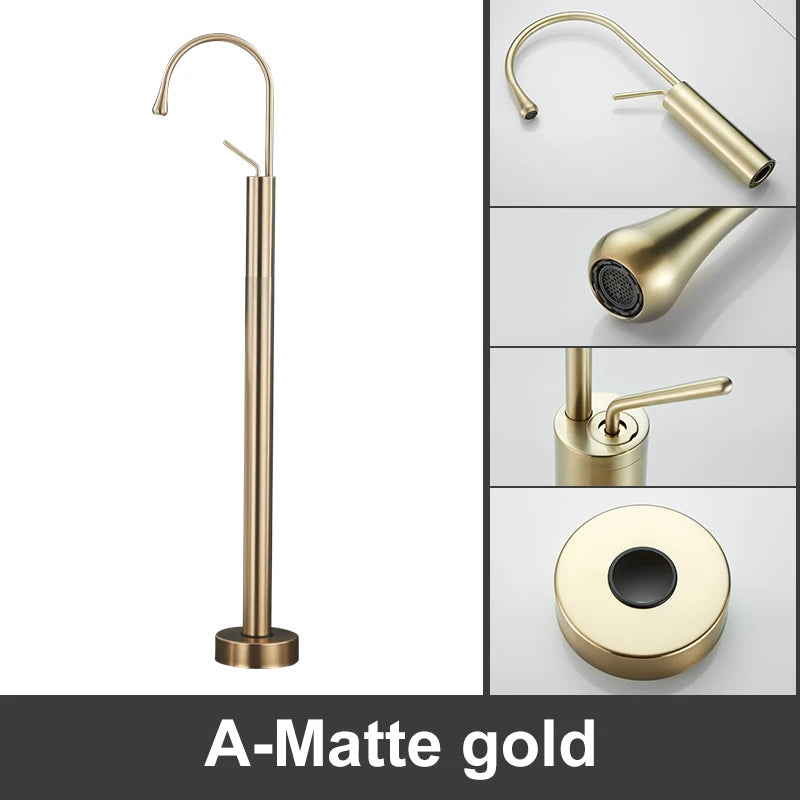 ELLEN Floor Standing Bathtub Faucets with Hand Shower Hot Cold Bath Tub Black Bath Faucet Water Mixer Tap Crane ELS2010