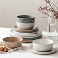 Plates and Bowls Set, 12 Piece Stoneware Dinnerware Sets, Multicolor