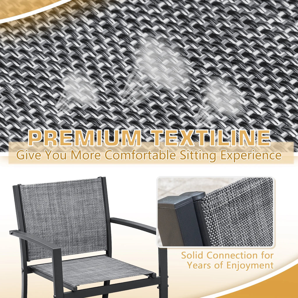 4 Pieces Patio Furniture Outdoor Furniture Outdoor Patio Furniture Set Textilene Bistro Set Modern Conversation Set Black Bistro Set with Loveseat Tea Table, Grey
