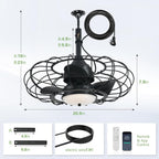Twenty Inch Black Outdoor Ceiling Fan Weather proof IP65