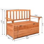 44" Outdoor Cedar Storage Bench with Backrest and Armrest, Large Patio Deck Box for Garden Tools and Cushions