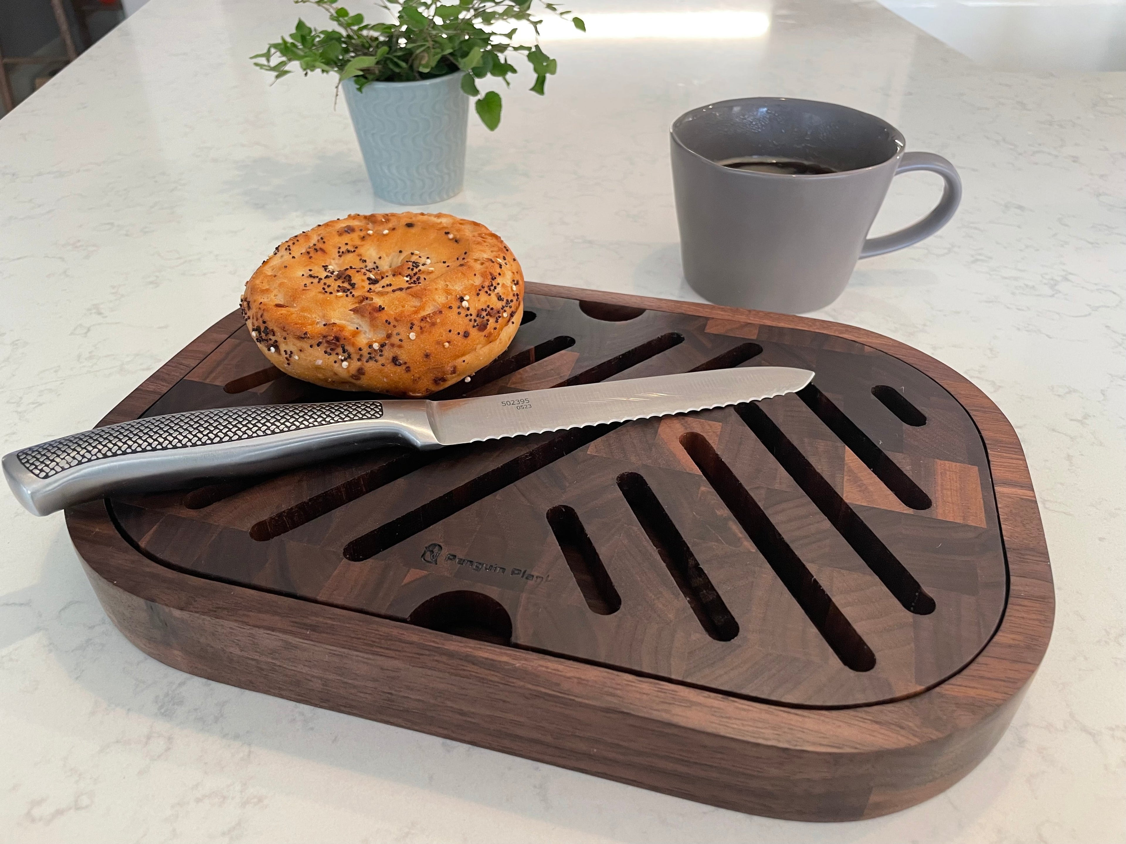End-Grain Removable Top Bread Cutting Board with Crumb Tray