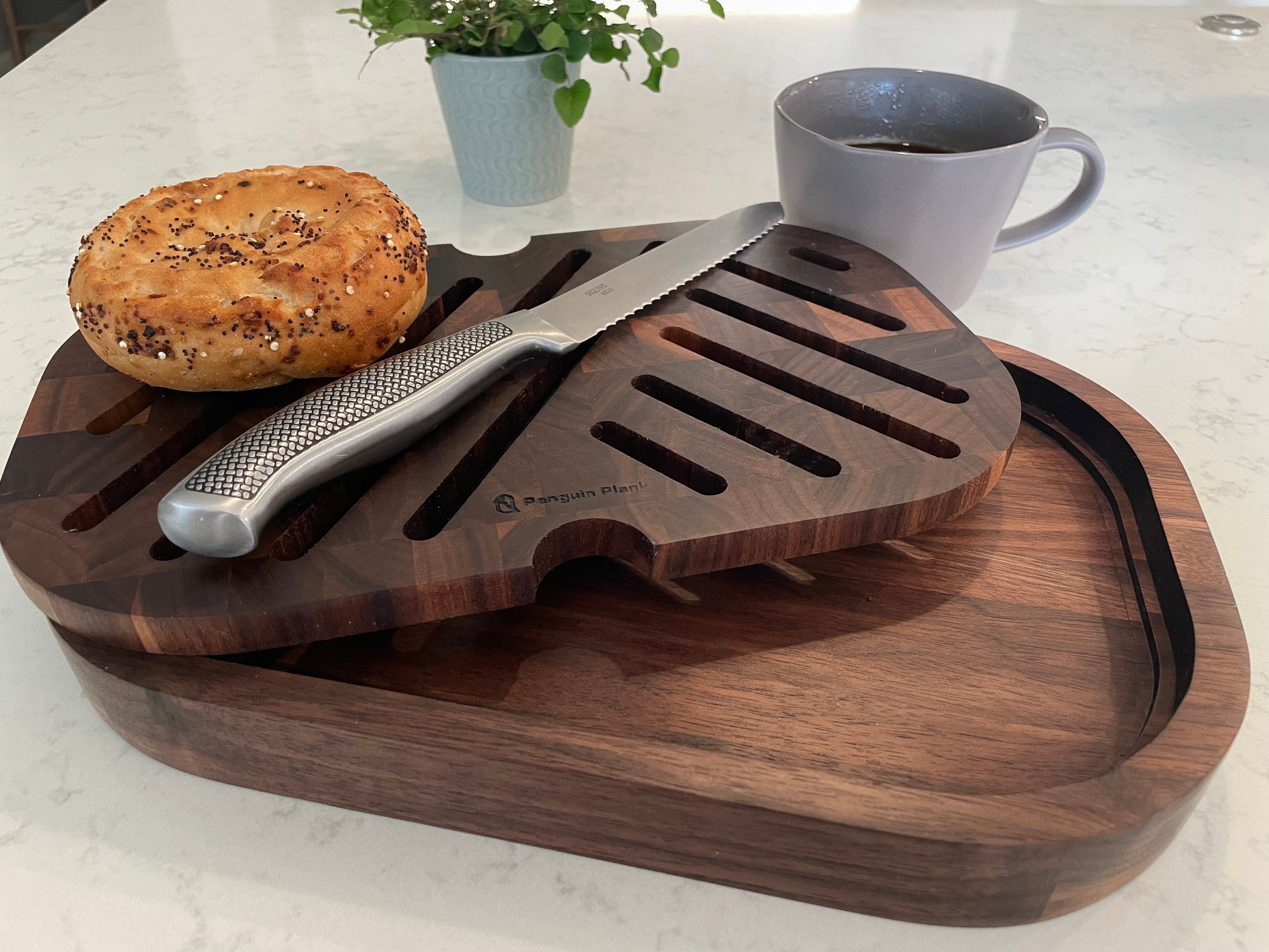 End-Grain Removable Top Bread Cutting Board with Crumb Tray