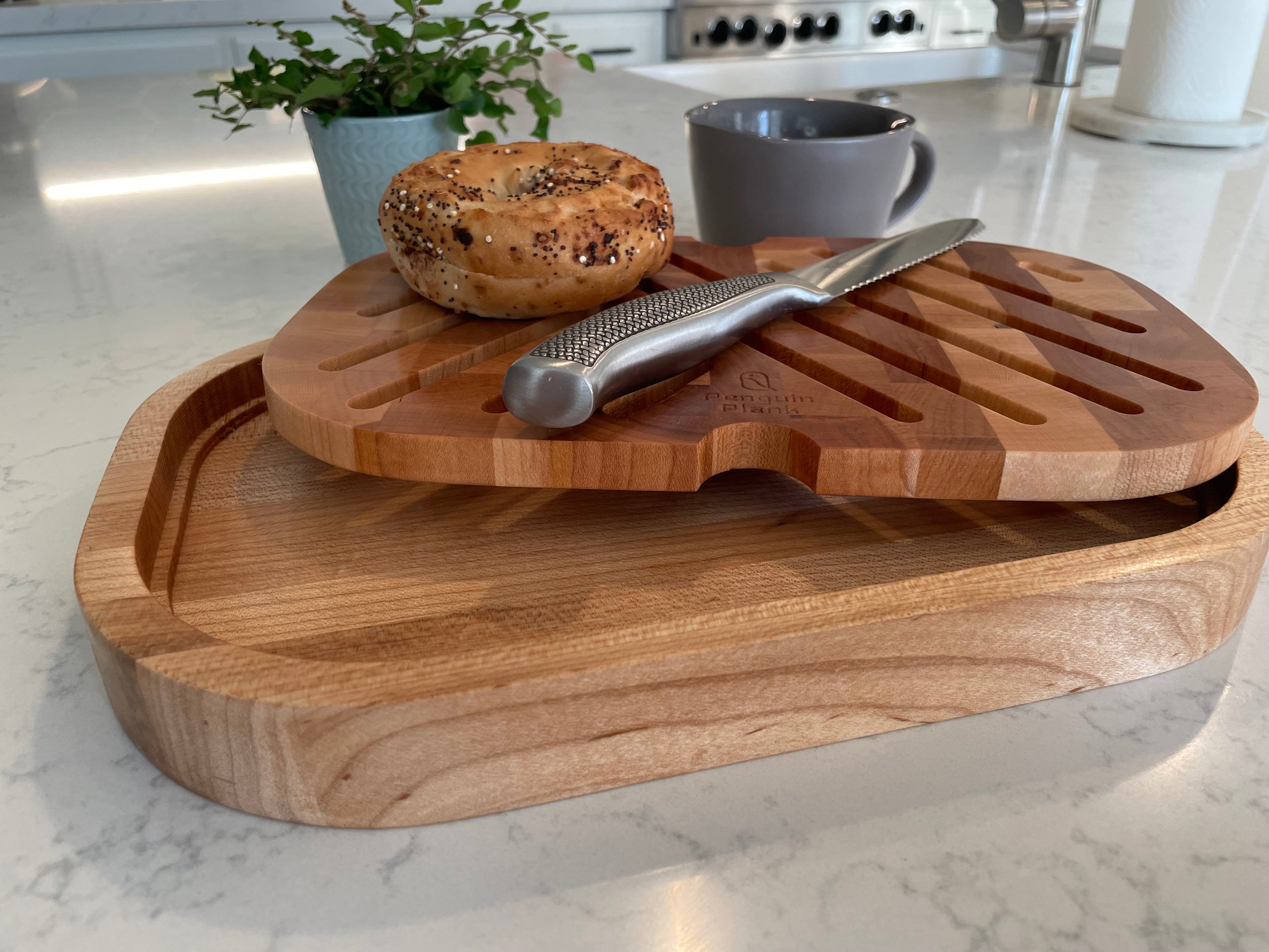 End-Grain Removable Top Bread Cutting Board with Crumb Tray