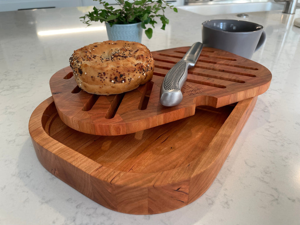 End-Grain Removable Top Bread Cutting Board with Crumb Tray