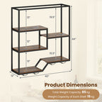 Wall Mounted Wine Rack 6-Tier Hanging Bar Shelf with Bottle Display Shelf and Glass Holder-Rustic B