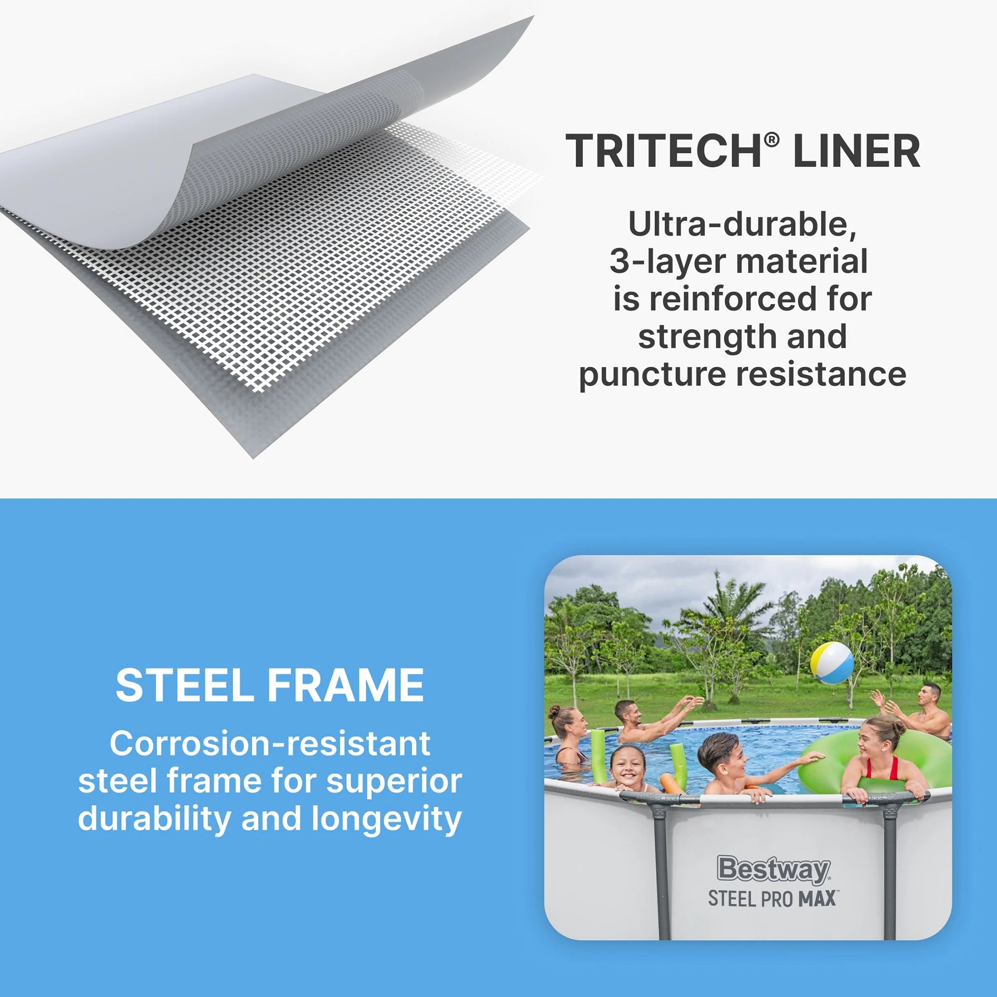 Bestway:  MAX 15' X 48" above Ground Pool Set - 4231 Gallon, Outdoor Family Pool, Corrosion & Puncture Resistant, Includes Filter, Pump, Ladder & Cover