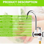 Electric Kitchen Water Heater Tap Instant Hot Water Faucet Heater Cold Heating Faucet Tankless Instantaneous Water Heater