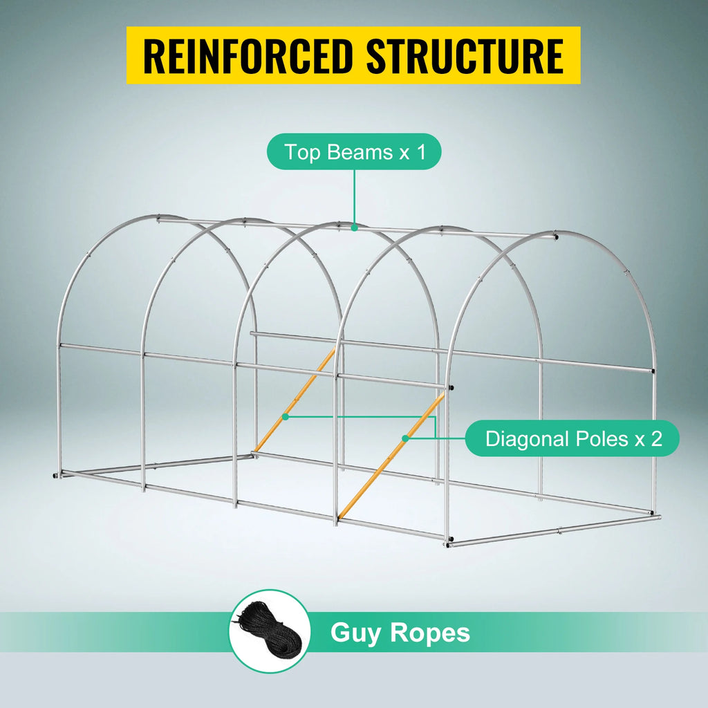 Premium  Walk-In Tunnel Greenhouse with Galvanized Frame & Waterproof Cover - Available in Multiple Sizes (15x7x7, 10x7x7, 20x10x7, 12x7x7 Ft) for Optimal Plant Growth