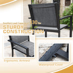 4 Pieces Patio Furniture Outdoor Furniture Outdoor Patio Furniture Set Textilene Bistro Set Modern Conversation Set Black Bistro Set with Loveseat Tea Table, Grey