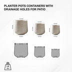 Stylish Round Concrete Planters Set - Durable Indoor/Outdoor Pots with Drainage Holes in Charcoal Finish