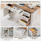 59 Victorian Farmhouse Executive Desk Antique White