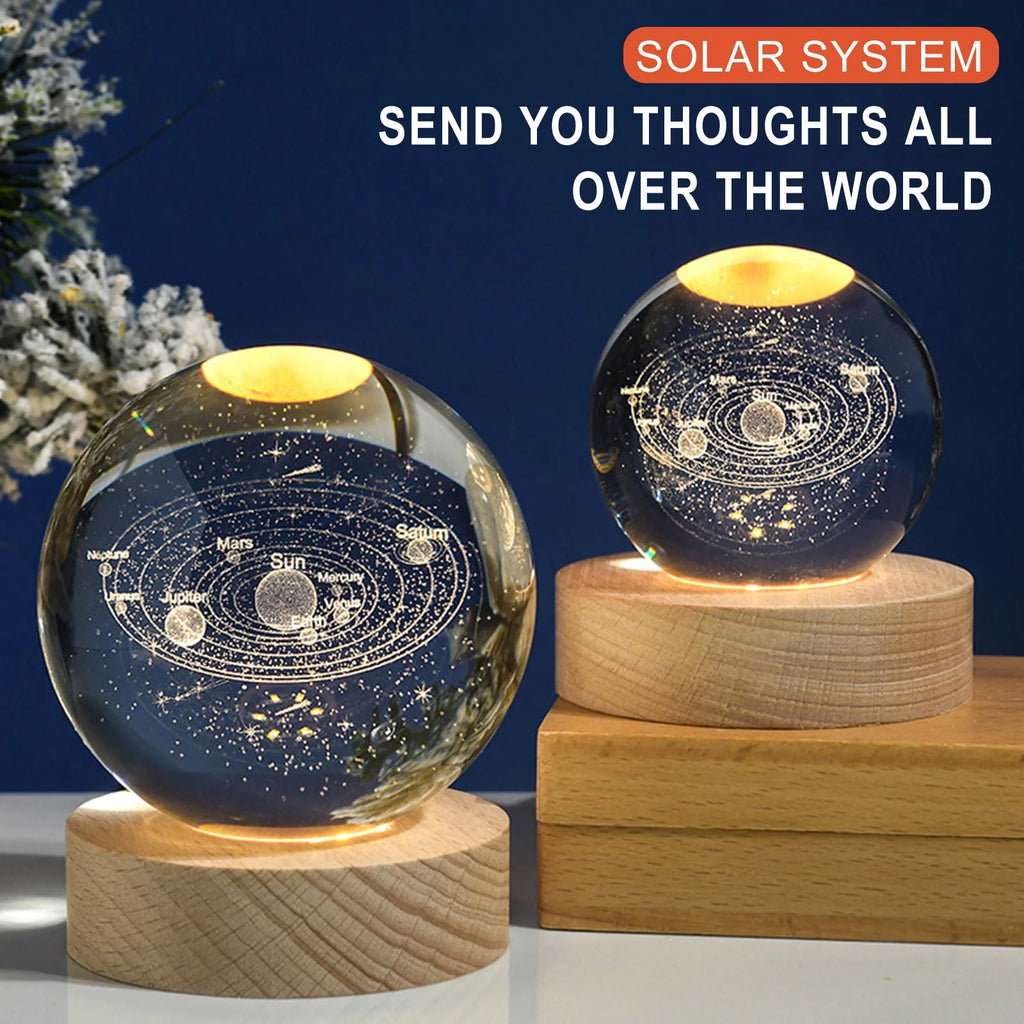 Home Decor , Glowing Planetary Galaxy Astronaut Crystal Ball Night Lights U Power Warm/Rgb Bedside Light Kid Gift Night Lamp