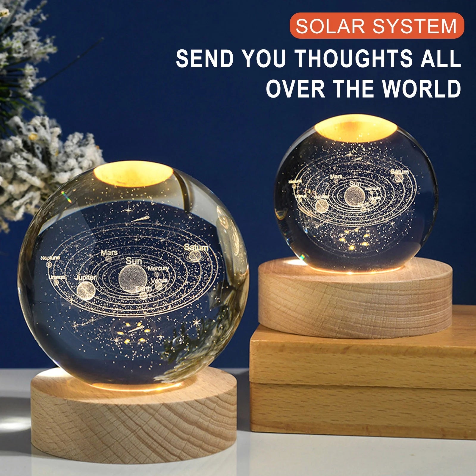 Home Decor , Glowing Planetary Galaxy Astronaut Crystal Ball Night Lights U Power Warm/Rgb Bedside Light Kid Gift Night Lamp