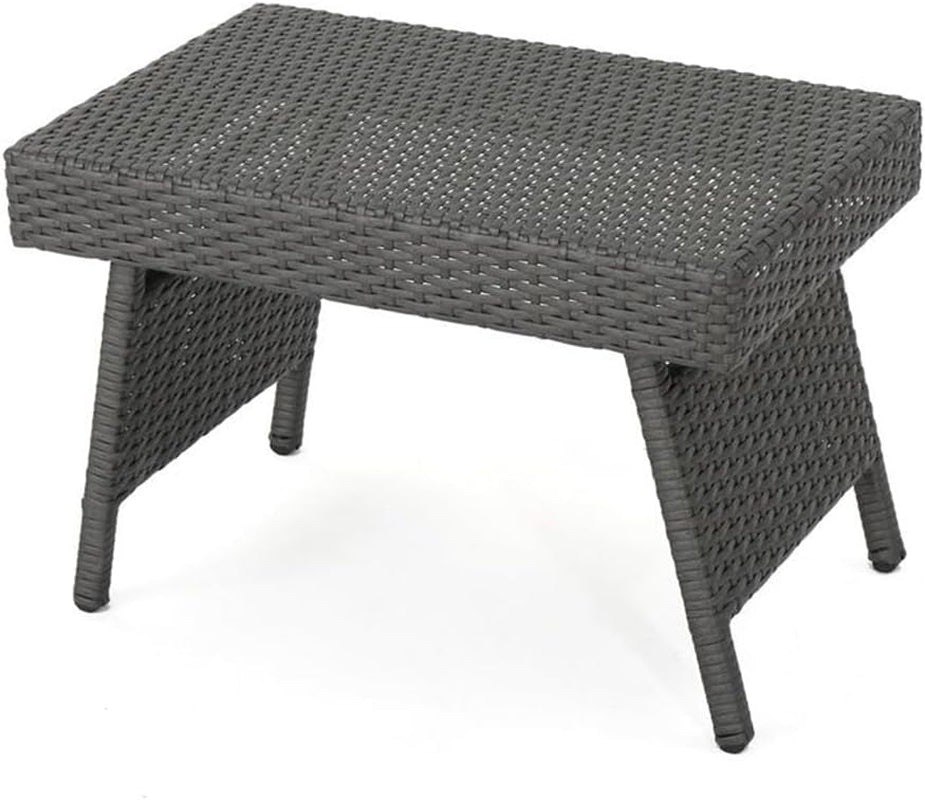 Salem Outdoor Chaise Lounge Set with Wicker Side Table, 2-Piece, Grey