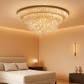 24in Crystal Chandelier Flush Mount Remote Control