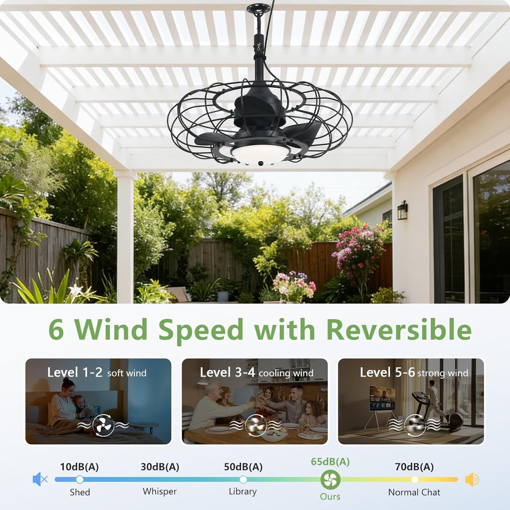 Twenty Inch Black Outdoor Ceiling Fan Weather proof IP65