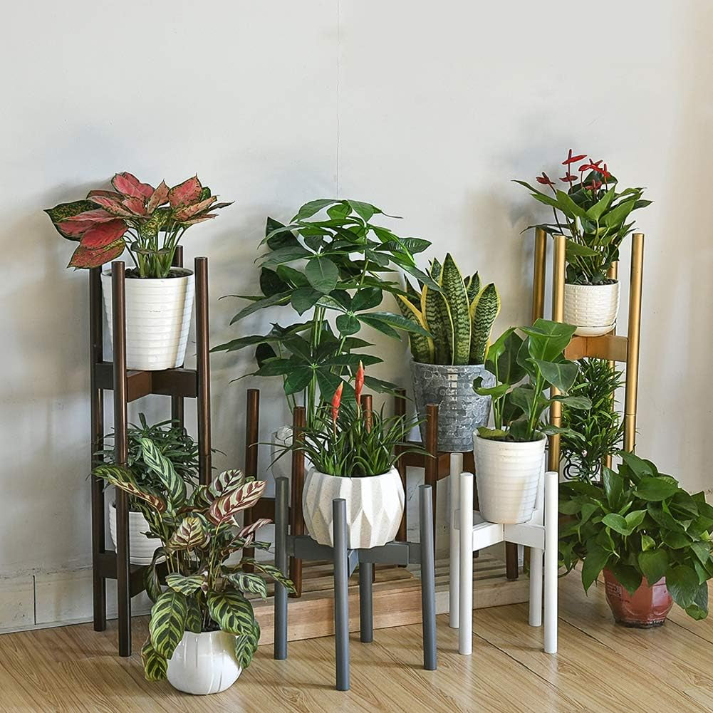 Plant Stand Pack of 2, Stackable&Adjustable Plant Stands Indoor, 2 Tier Indoor Plant Stand Tall 30'' (Gold)