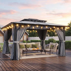 10X12 Ft Aluminum Gazebo Featuring Polycarbonate Roof