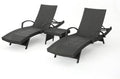 Salem Outdoor Chaise Lounge Set with Wicker Side Table, 2-Piece, Grey