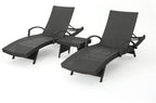 Salem Outdoor Chaise Lounge Set with Wicker Side Table, 2-Piece, Grey