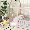 Pink Full Size Montessori Floor Bed Solid Wood Frame