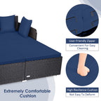 Luxurious Navy Rattan Outdoor Daybed with Cushions - Perfect for Relaxation and Style