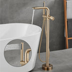 ELLEN Floor Standing Bathtub Faucets with Hand Shower Hot Cold Bath Tub Black Bath Faucet Water Mixer Tap Crane ELS2010