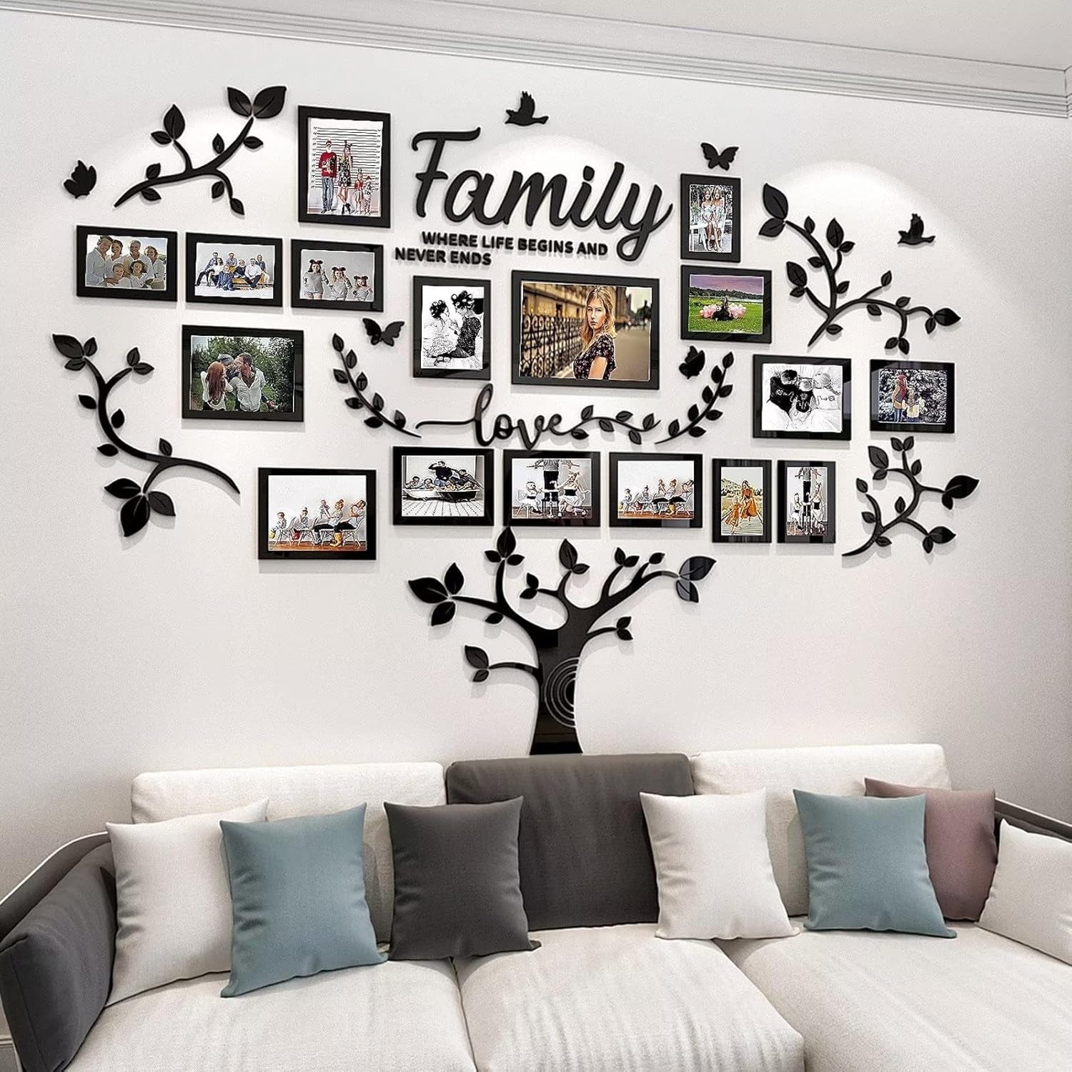 3D Family Tree Wall Decor Sticker - DIY Collage Picture Frames for Living Room Decoration